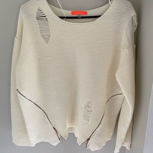 Cream Ripped Sweater